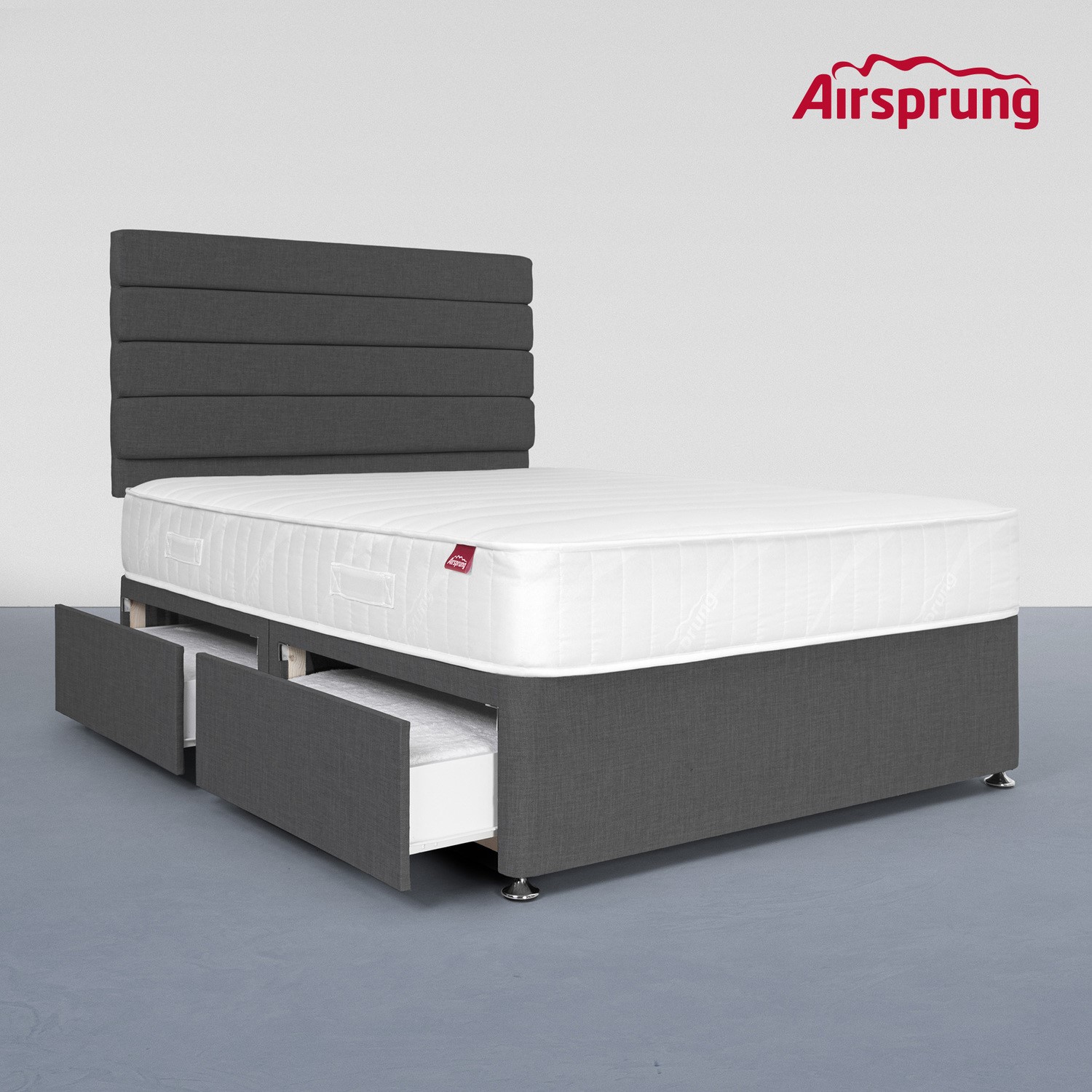 Read more about Airsprung double 4 drawer divan bed with hybrid mattress charcoal